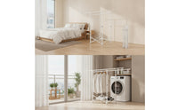 Foldable Double Rod Clothes Rack Space-Saving Double Rod Drying Rack Adjustable Telescopic for Students