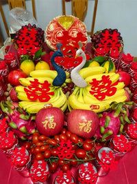 仿真孔雀头插件网红水果盘雕刻摆件结婚供品乔迁摆盘香蕉创意装饰