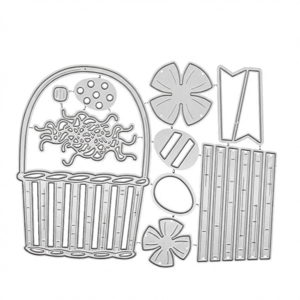 Easter Basket Die Cut Carbon Steel Metal Craft Die Versatile DIY Paper Craft Template for Crafters, Home Crafting, Holiday Decoration, School Projects