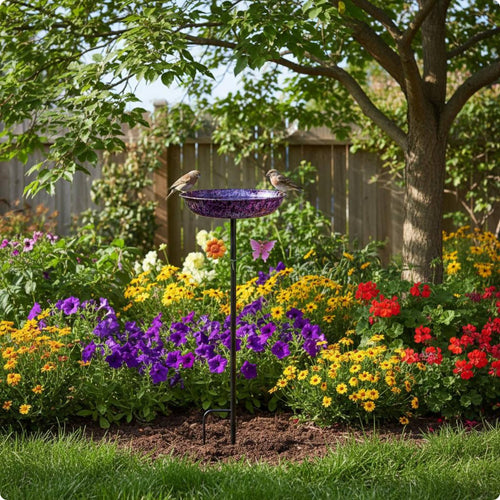 Metal Bird Bath Stable Base Detachable Bird Bath Bowl Weatherproof for Backyard
