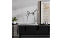 Horse Figurine Textured Horse Statue Silver-Toned for Bookshelf, Homeowners