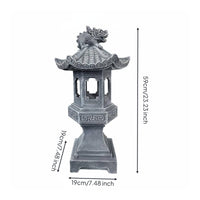 Japanese Pagoda Lantern LED Light Stone Pillar Lamp Antique-Design for Yard