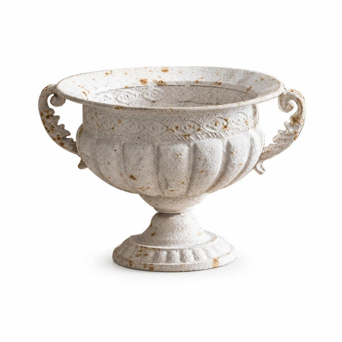 Urn Planter with Scroll Handles Distressed Flower Container Rustic for Mantel