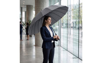Solid Color Umbrella with Hook Handle Easy-Grip Straight Handle Umbrella Classic Minimalist for Commuters, Professionals, Commuting, Business, Travel