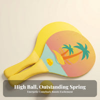 2 Pieces Palm Tree Print Wooden Beach Paddle Rounded Head Water Sports Gear