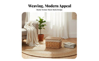 Lidded Wicker Basket Multi-Purpose Woven Hamper with Lid Removable Liner
