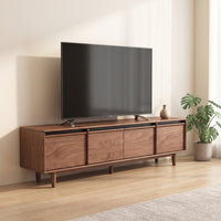 TV Cabinet with Doors Low-Profile TV Stand Wooden Media Console for Living Room