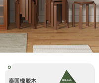 实木凳子餐桌椅小圆凳子家用可叠放软包板凳简约现代客厅木头矮凳 单把-墨绿色坐垫+胡桃色腿【皮革软包款】