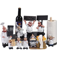 Modern Chinese Style Resin Chef Figurine Set for Kitchen Decor