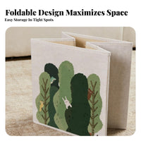 Foldable Cube Box Stackable Collapsible textile container With Handle for Living Room