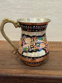 土耳其进口珐琅铜酸奶杯260ml手工制作水杯冷水杯牛奶杯不可加热