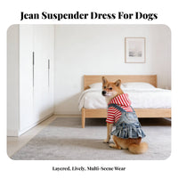 Comfortable Fit Embroidered Denim Pet Skirt Machine Washable Denim Dog Dress Lightweight Material for Dogs, Photo Shoots, Parties, Weddings