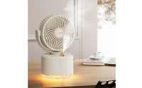 Desktop Cooling Fan Humidifier Top-Fill USB Humidifier Fan Textured Lighted Section for Office Desk
