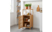 Bamboo Shelf with Cabinet Vertical Bamboo Floor Cabinet Slim for Bathroom