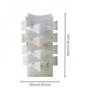 Decorative Stone Vase Beige Veining Geometric Vase Flat Base for Tabletop Display