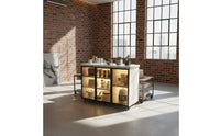 Lockable Casters Mobile Kitchen Island with Storage Large Capacity Mobile Kitchen Island Long-Lasting Work Surface Sintered Stone Top Sideboard Space Saving for Dining Room