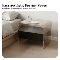 Clear C-Shaped Table Transparent Design Nightstand Space-Saving for Small Spaces
