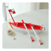Wooden Boat Ornament Painted Finish Decorative Home Decor