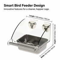 Bird Feeder Water Dispenser Set for Parakeets, Automatic Cage Feeder with Perch, Transparent Bird Feeder Water Dispenser for Cockatiels, Budgies