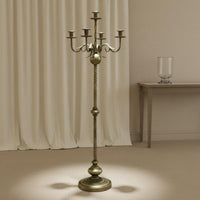 Bronze Finish Candle Stand Freestanding 5 Branch Floor Candelabra