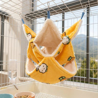 Double Layer Small Animal Hammocks for Cage, Padded Flannel Ferret Hammock, L Size 34x34cm Hanging Fleece Bed for Squirrel and Chinchilla Use