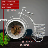 复古铁艺简约个性时尚台钟工艺品自行车时钟笔筒创意家居客厅装饰