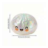Iridescent Steamed Bun Press Toy Translucent Squishy Toy with Smiling Face Soft Dumpling Squishy Adorable for Fidgeters
