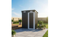 Metal Storage Shed Sloped Roof Outdoor Tool Shed Compact for Rooftop
