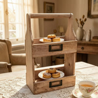 Rustic Two-Tier Storage Box Lightweight Organizer Case with Handle Farmhouse Storage Box with Handle Long-Lasting for Vanity