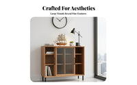 Nordic Design Fluted Glass Door Cabinet Modern design Sideboard Multi-Functional Storage Furniture for Homeowners, Apartment Dwellers, Families, Dining Room, Entryway, Home Office, Kitchen