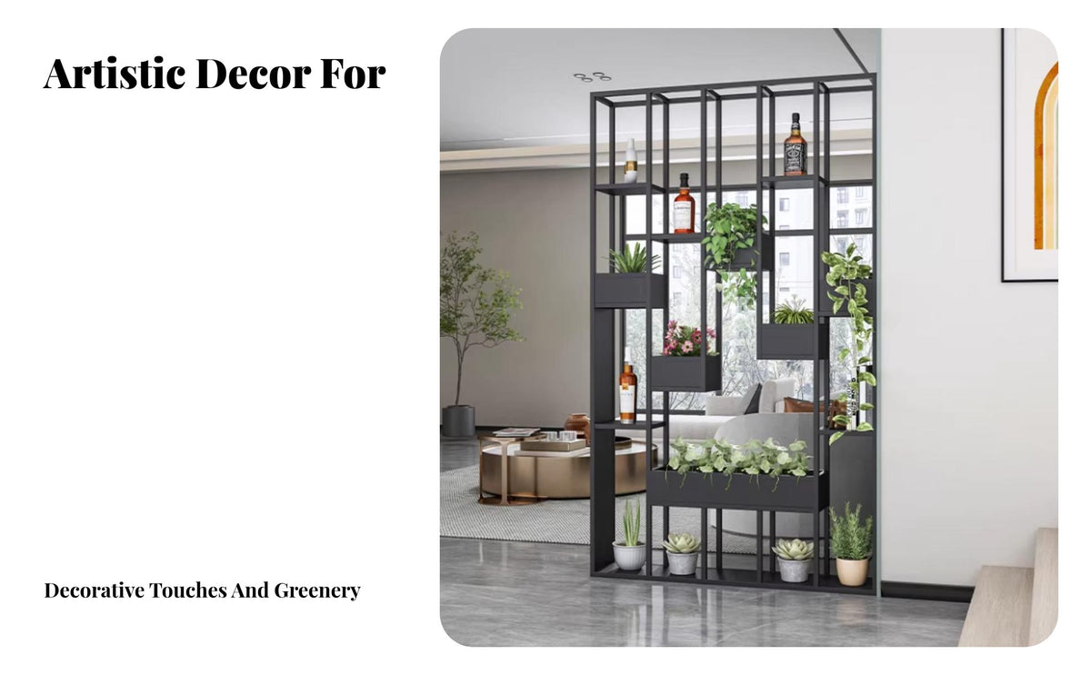 Industrial Design Freestanding Geometric Divider Multi-Functional Slatted Partition with Shelves Modern Design Household Furniture Does Not Block Light for Apartment Dwellers, Interior Designers, Closed Closed off Ice Managers, Living Room, Entrance, Bar