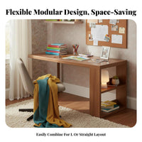 L-shaped Desk Bookshelf Multi-functional Corner Computer Desk Study Table Storage Cabinet with Solid Wood Board Suitable for Students Professionals Dorm Room Home Workspace