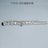Factory Direct 17-Hole C Key Closed/Open Hole Silver-Plated Flute for Exams and Performance