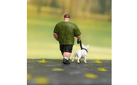 Dog Walking Figurine Detailed Miniature People Figurine Realistic