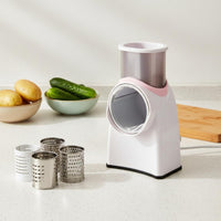 Interchangeable Blades Drum Grater Cutter Easy to Clean Multifunctional Vegetable Cutter Large Feed Chute Manual Rotary Cheese Grater