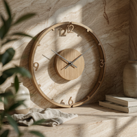 Walnut Pattern Wall Clock Large Size Wood Grain Wall Clock Easy to Hang Timepiece