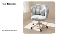Upholstered Rolling Chair Ergonomic Backrest for Bedroom, Dorm Room, Students