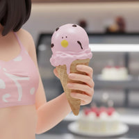 Girl Holding Ice Cream Figure Resin Material for Dioramas, Desktop Decoration
