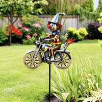 2D Metal Bicycle Clown Wind Spinner for Garden Decoration