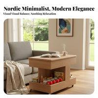 Rolling Adjustable Top Side Table Mobile Storage Cart Nightstand C-shaped Table with Wheels and Lockable Casters for Apartment Dwellers Small Areas Adults Living Room