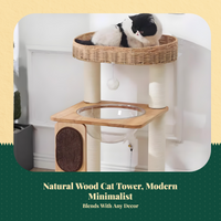 Multi-level compact wood cat tree