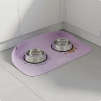 Curved Feeding Mat Front Opening Raised-Rim Pet Mat Oil-Proof