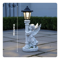 Angel Statue Solar Light Long-Lasting Resin Cherub Garden Lamp Memorial Gift