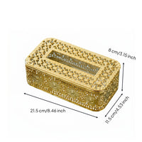 Gold Metal Tissue Box Cover Rectangular Gold Tissue Box Cover Rust-Resistant