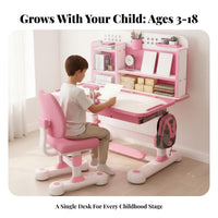 Adjustable Kids Desk and Chair Set Erasable Desktop Kids Desk and Chair Set Height Adjustable Learning Table for Parents, Bedroom, Home
