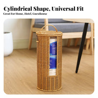 Rattan Design Toilet Paper Holder Debris-Protected Resistant Toilet Paper Holder Basket Cylindrical Towel Storage Bin