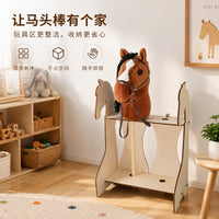 跨境马头棒展示架木质儿童玩具置物架卡通木马头棒陈列架厂家直供