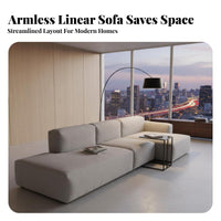Armless Block Sofa Nordic aesthetic Couch Minimalist Design Household Furniture for Apartment Dwellers, Young Adults, Living Room, Lounge Area, Bedroom
