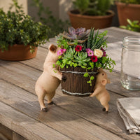 Cute Pig Resin Planter Small Plant Holder Home Decor for Garden