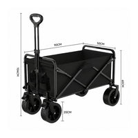 Heavy Duty Camping Wagon with All-Terrain Wheels Sturdy Folding Wagon Telescopic Collapsible Cart with Side Pocket Adjustable for Shopping
